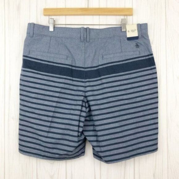 ORIGINAL PENGUIN Men's Blue Striped Shorts  - Picture 6 of 6